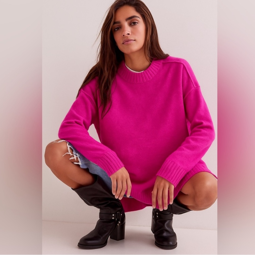 Free people, peach hight low tunic sweater, xs